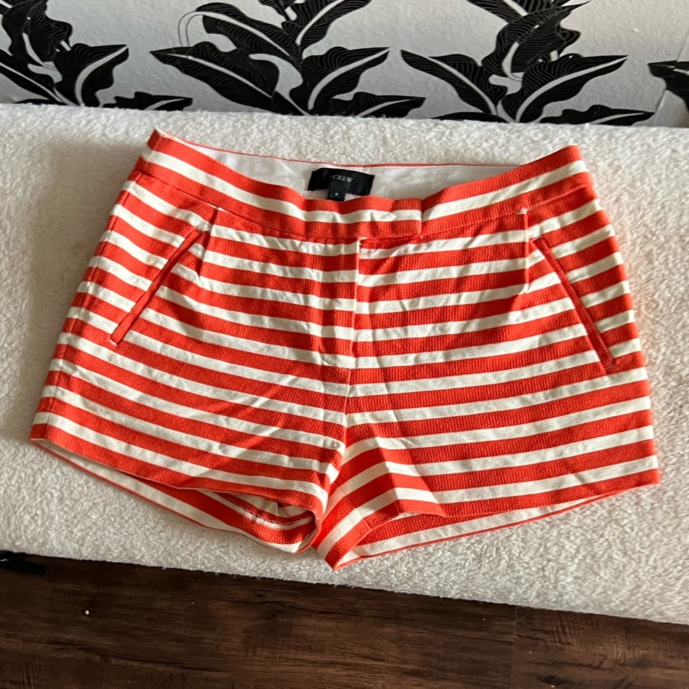 J. Crew orange and white stripe shorts